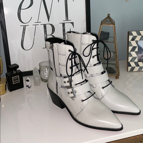 topshop white ankle boots